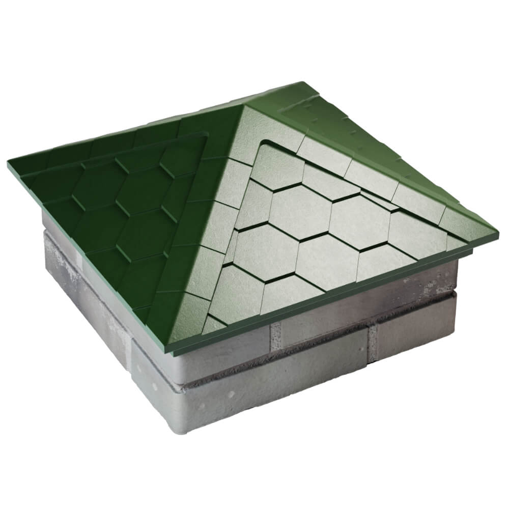 Колпак Zking Эверест Зеленый на столб 1.5х1.5 кирпича (390х390мм) в Череповце фото