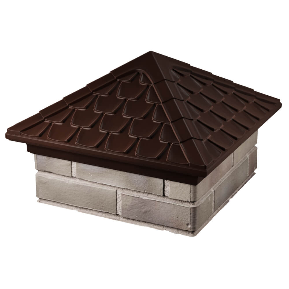 Колпак Zking Эльбрус Коричневый на столб 1.5х1.5 кирпича (385х385мм) в Череповце фото