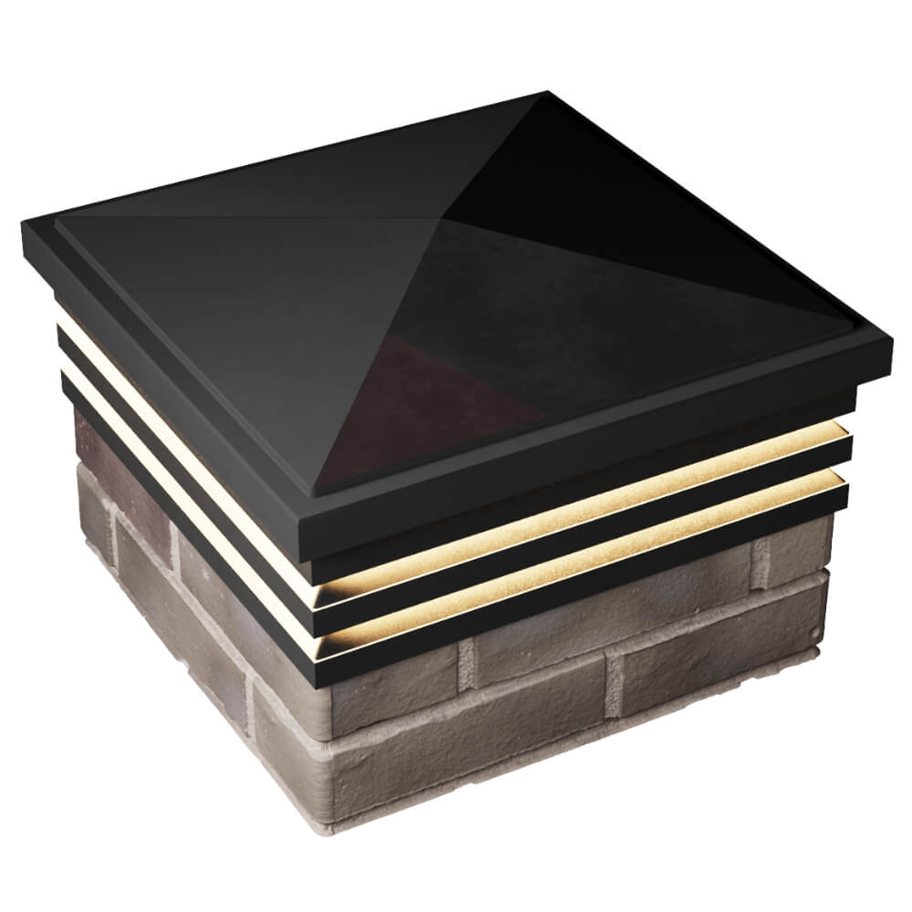 Колпак Zking Бона ХайТек Черный на столб 1.5х1.5 кирпича (385х385мм) с подсветкой