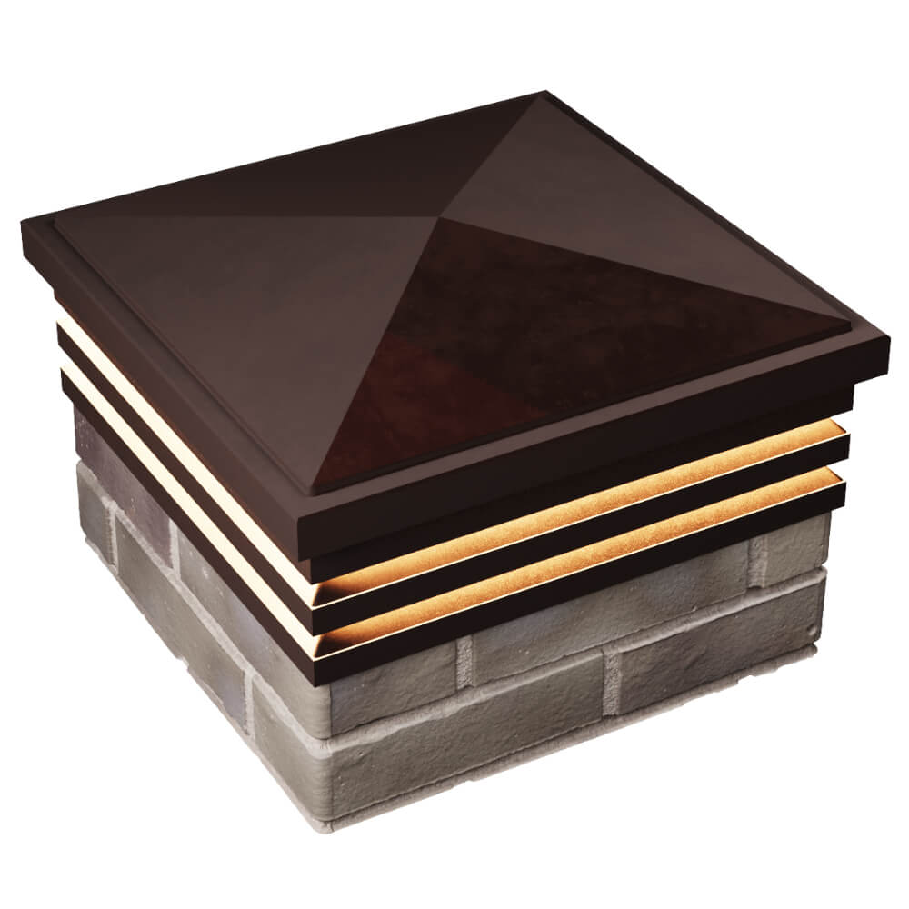 Колпак Zking Бона ХайТек Коричневый на столб 1.5х1.5 кирпича (385х385мм) с подсветкой в Череповце фото