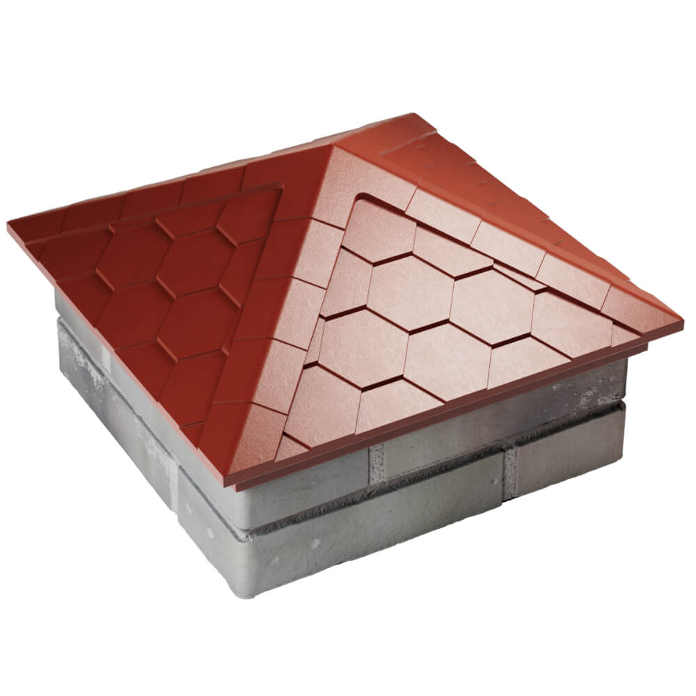 Колпак Zking Эверест Красный на столб 1.5х1.5 кирпича (390х390мм) в Череповце фото
