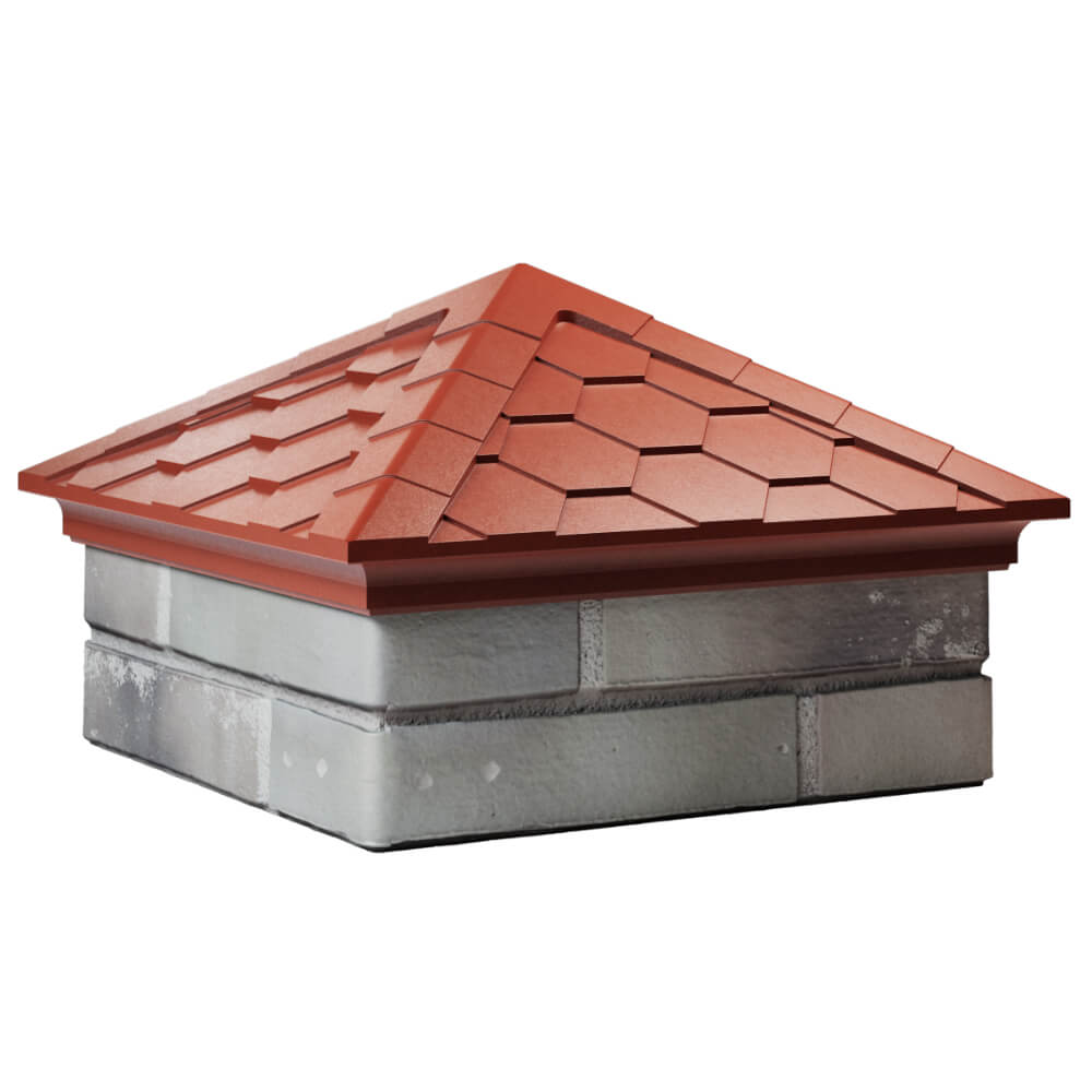 Колпак Zking Эверест Красный на столб 1.5х1.5 кирпича (390х390мм) в Череповце фото