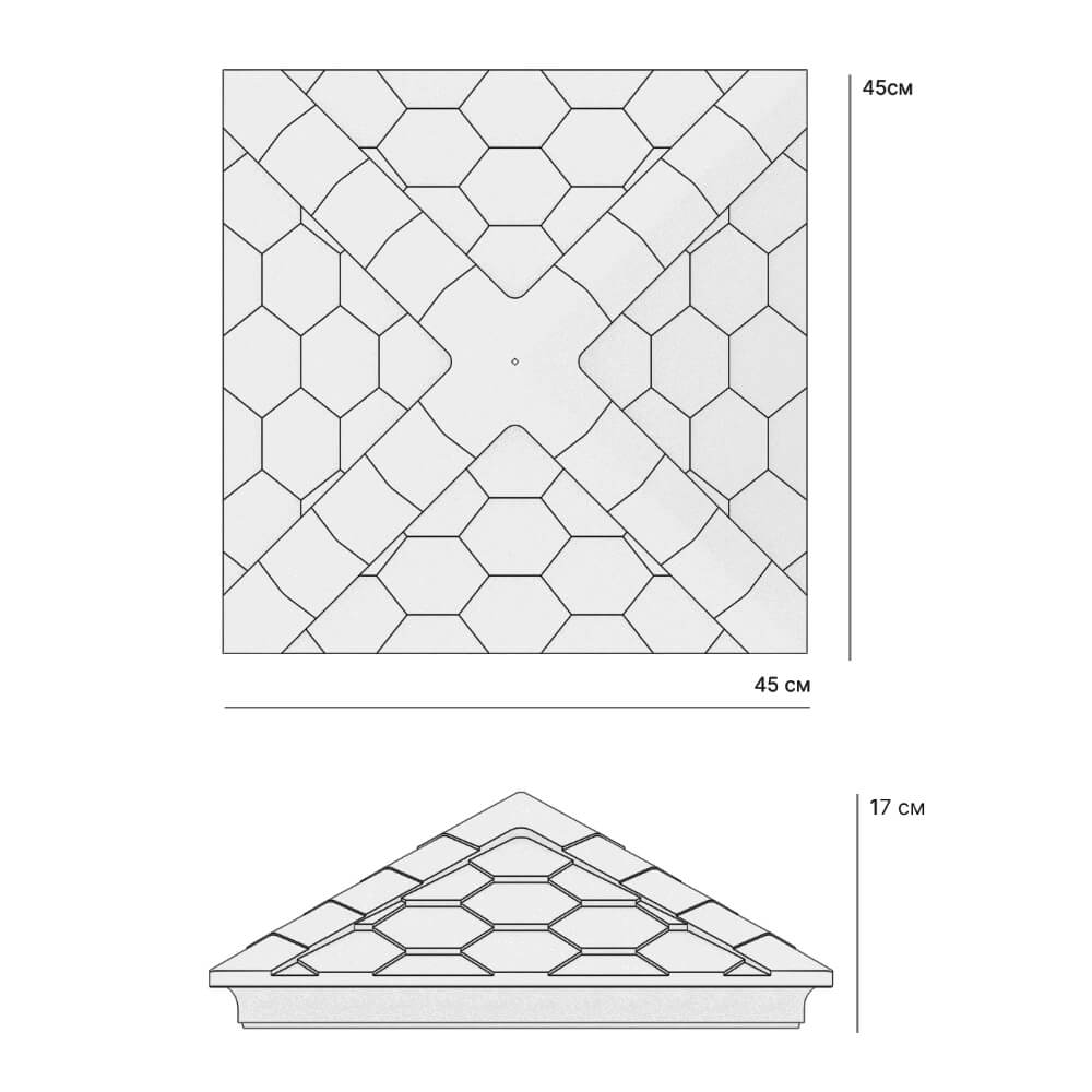 Колпак Zking Эверест Серый на столб 1.5х1.5 кирпича (390х390мм) в Череповце фото