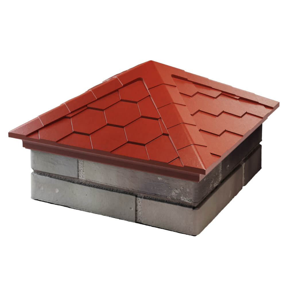 Колпак Zking Эверест Красный на столб 1.5х1.5 кирпича (390х390мм) в Череповце фото