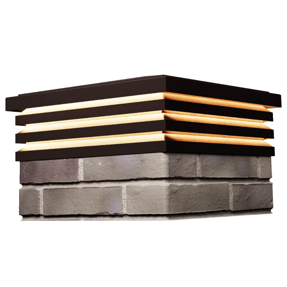 Колпак Zking Бона ХайТек Коричневый на столб 1.5х1.5 кирпича (385х385мм) с подсветкой в Череповце фото