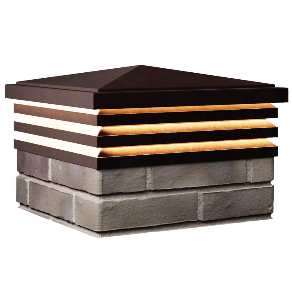 Колпак Zking Бона ХайТек Коричневый на столб 1.5х1.5 кирпича (385х385мм) с подсветкой в Череповце фото