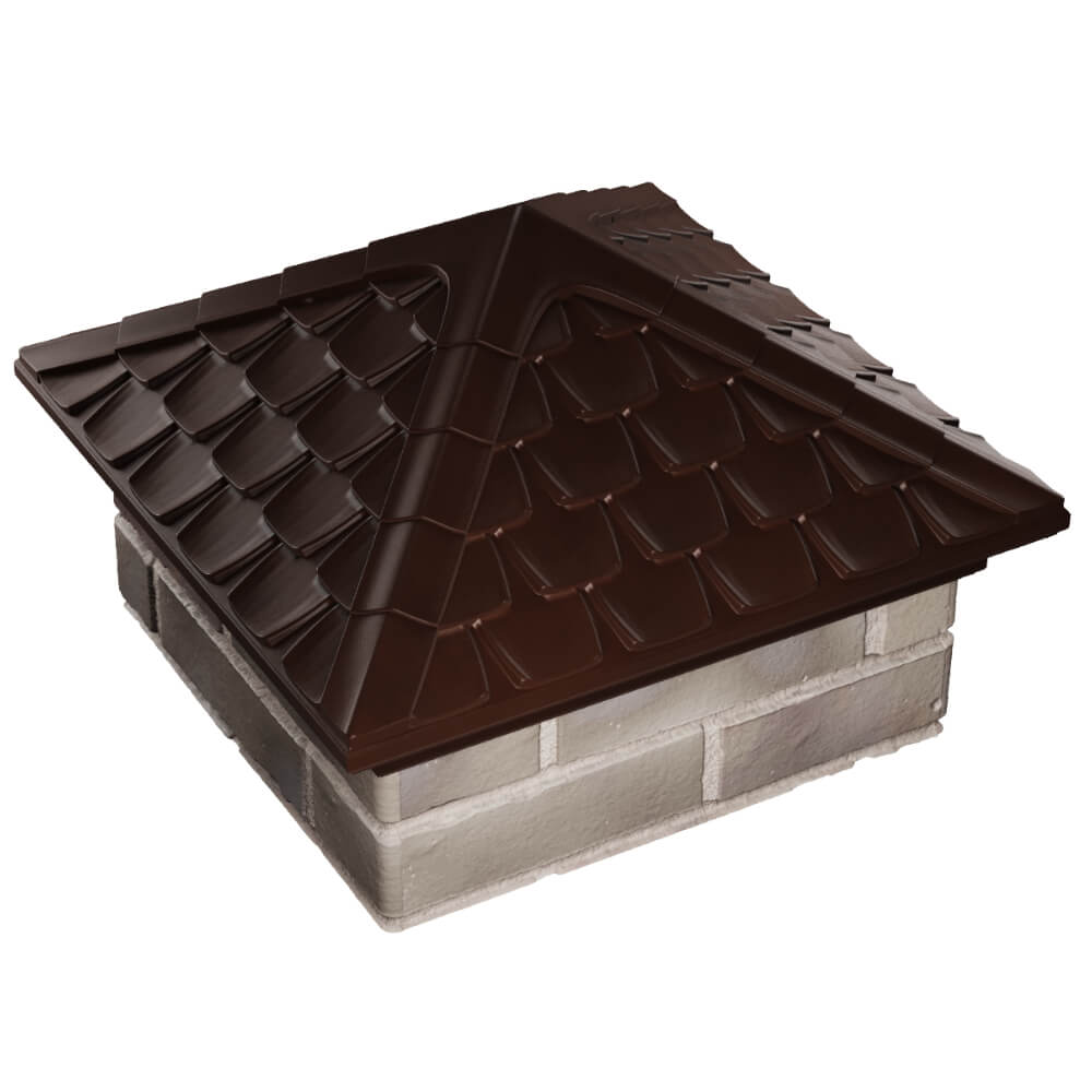 Колпак Zking Эльбрус Коричневый на столб 1.5х1.5 кирпича (385х385мм) в Череповце фото