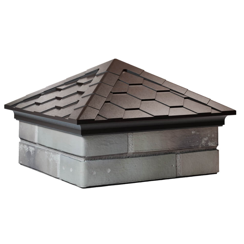 Колпак Zking Эверест Коричневый на столб 1.5х1.5 кирпича (390х390мм) в Череповце фото