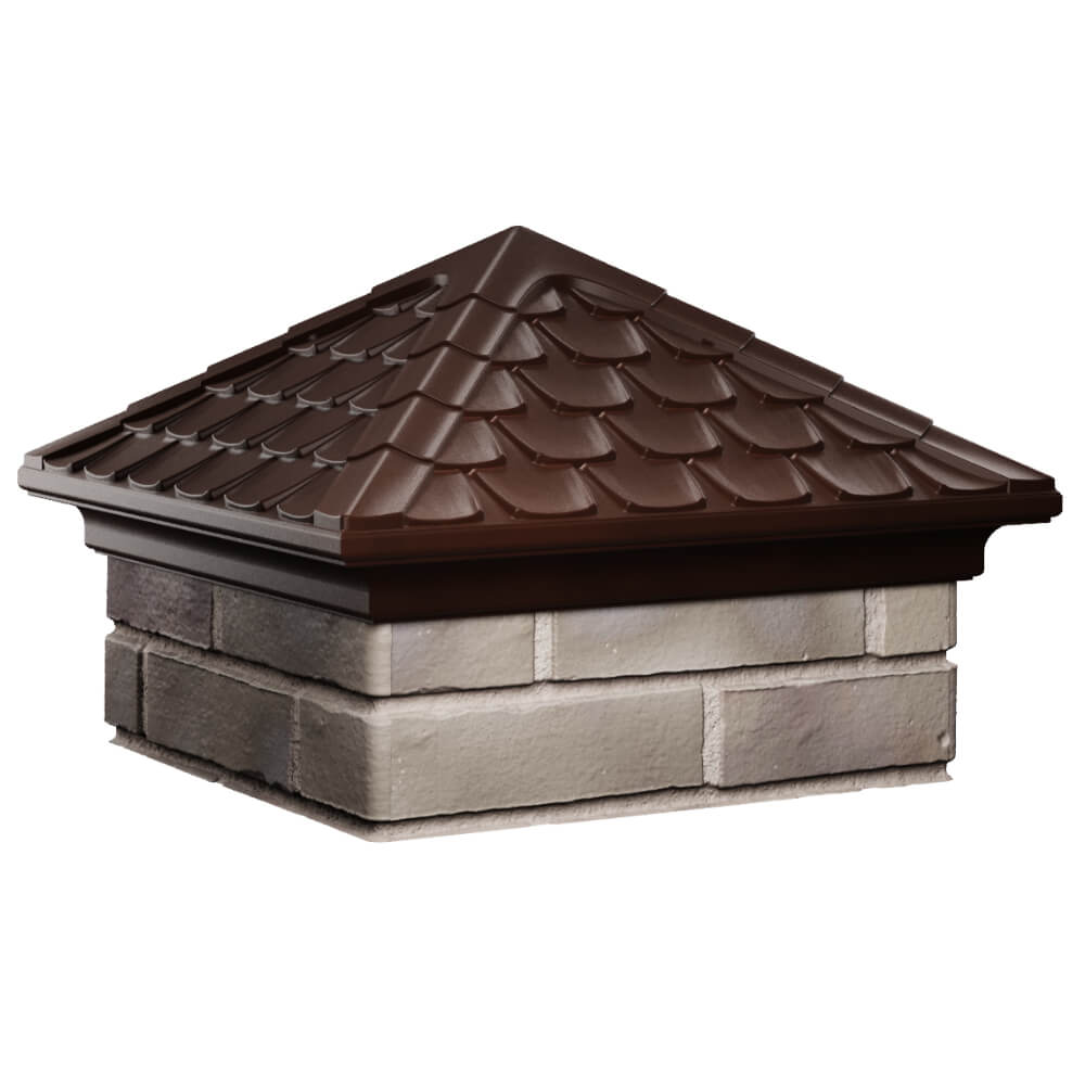 Колпак Zking Эльбрус Коричневый на столб 1.5х1.5 кирпича (385х385мм) в Череповце фото